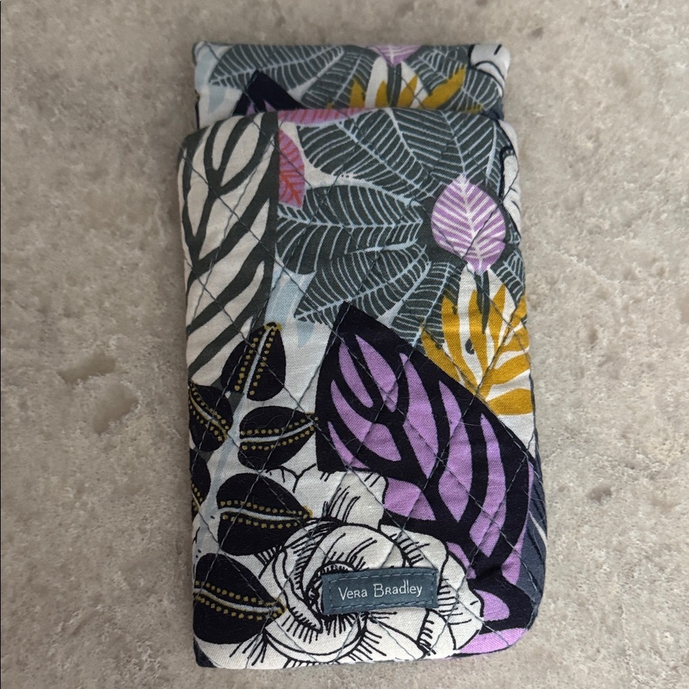 Vera Bradley Quilted Floral Double Eyeglass Case in Gray, Purple & Yellow